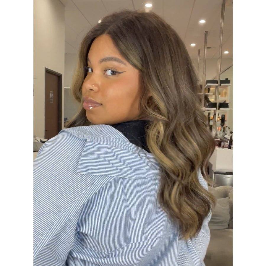 20" Secret Lace Top Wig #4 Dark Brown w/ Warm Balayage - Image 4