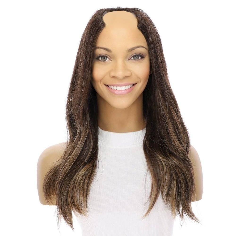 20" U-Shape Wig Dark Brown Balayage - Image 3