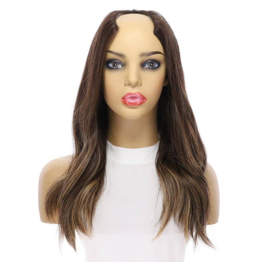 20" U-Shape Wig Dark Brown Balayage - Image 5