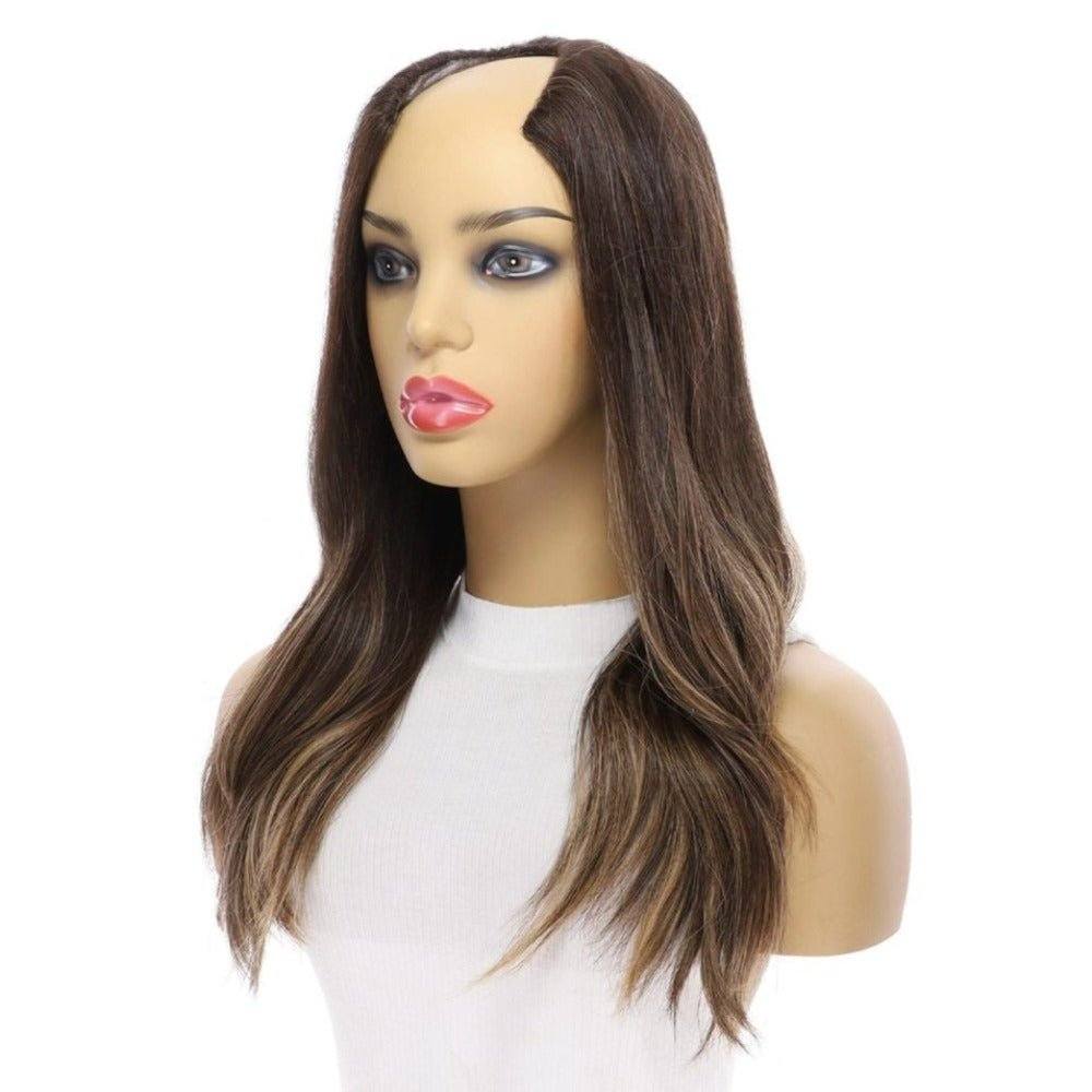 20" U-Shape Wig Dark Brown Balayage - Image 6
