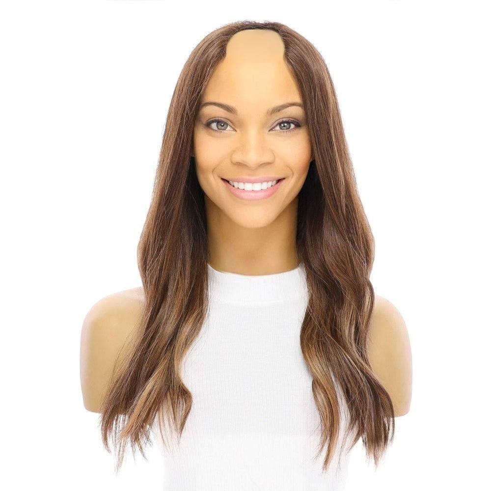 20" U-Shape Wig Medium Brown Balayage - Image 3
