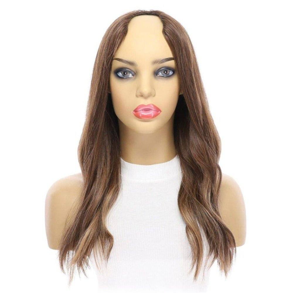 20" U-Shape Wig Medium Brown Balayage - Image 4
