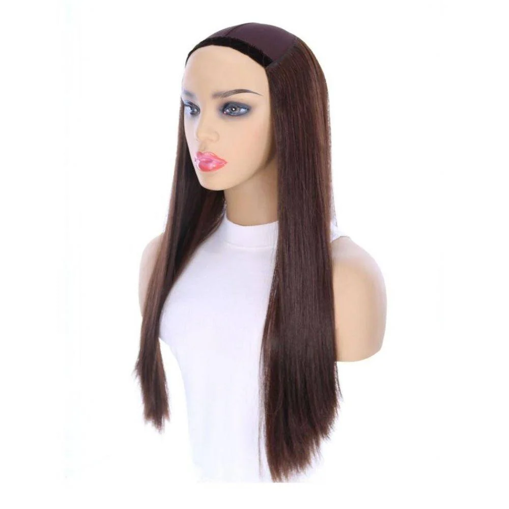 24" HatFall Wig Dark Brown - Image 3