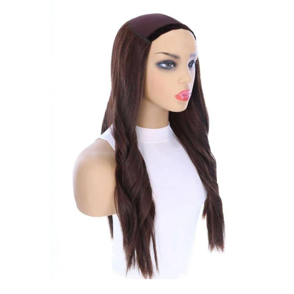 24" HatFall Wig Dark Brown - Image 6