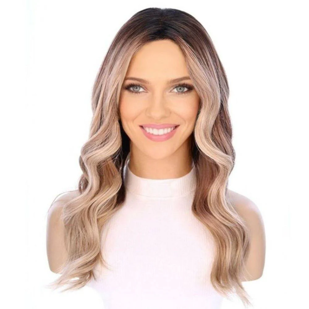 22" Ponytail Silk Part Wig Ash Blonde w/ Reverse Balayage - Image 4