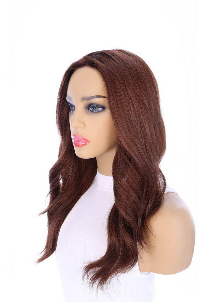 22" Ponytail Silk Part Wig Auburn w/ Partial Rooting - Image 4