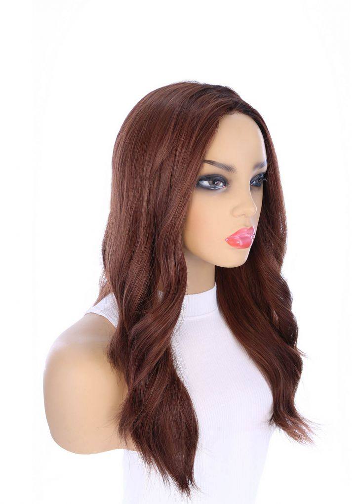 22" Ponytail Silk Part Wig Auburn w/ Partial Rooting - Image 6