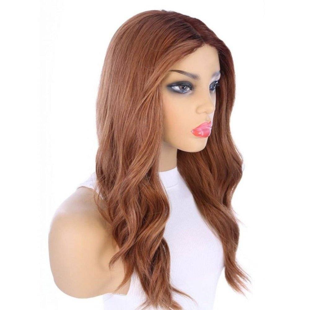 22" Ponytail Silk Part Wig Copper w/ Partial Rooting - Image 3