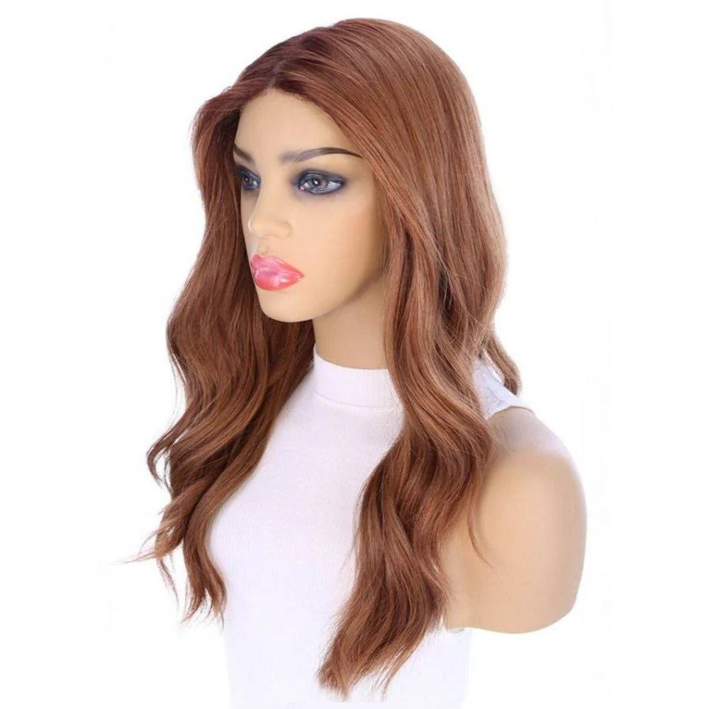 22" Ponytail Silk Part Wig Copper w/ Partial Rooting - Image 4