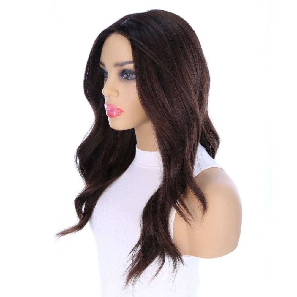 22" Ponytail Silk Part Wig Dark Brown w/ Partial Rooting - Image 6