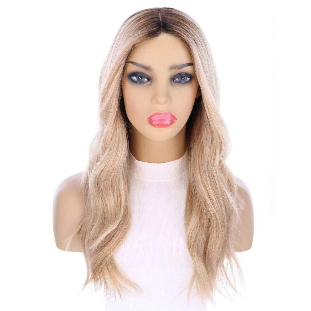 22" Ponytail Silk Part Wig Golden Blonde w/ Full Rooting - Image 4