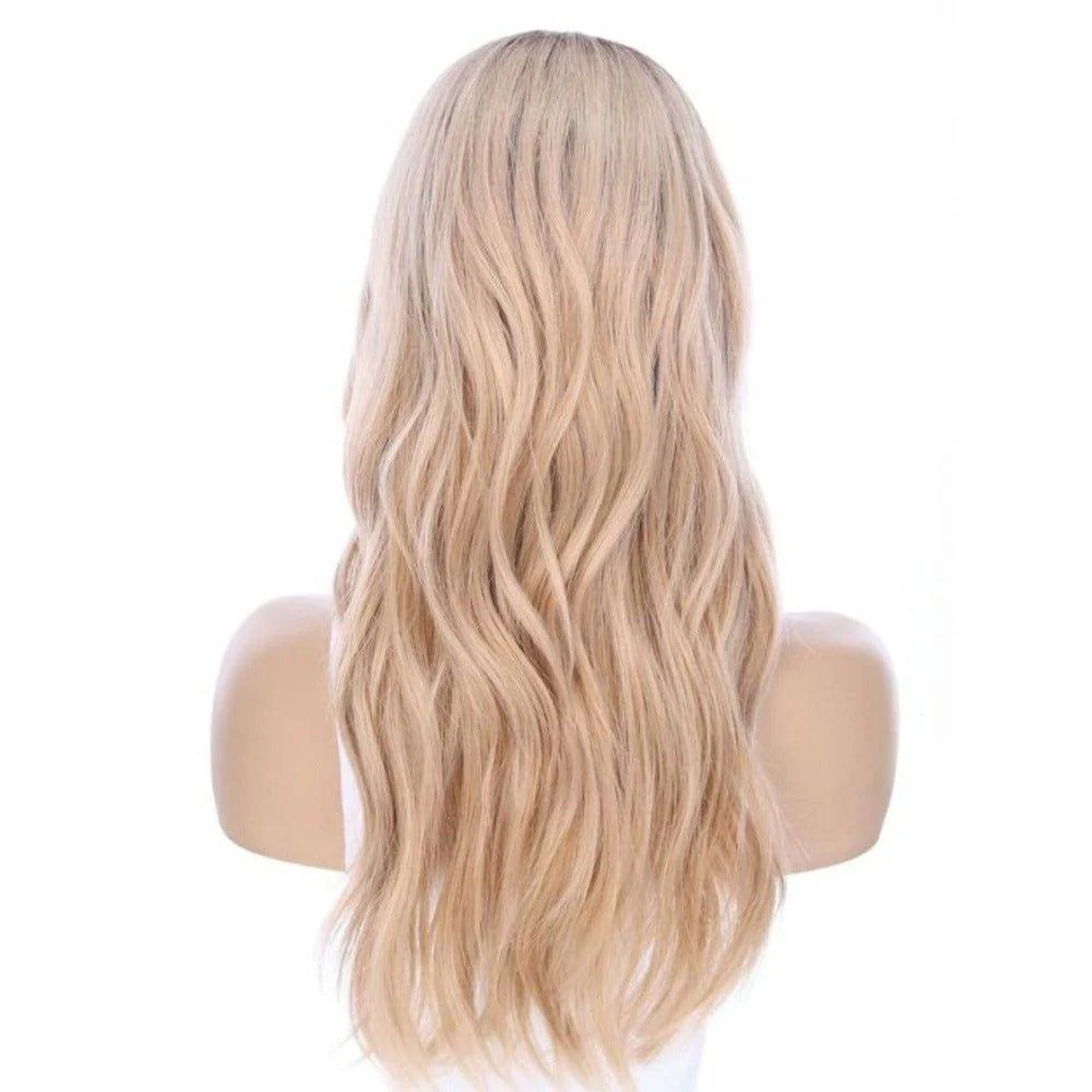 22" Ponytail Silk Part Wig Golden Blonde w/ Full Rooting - Image 5