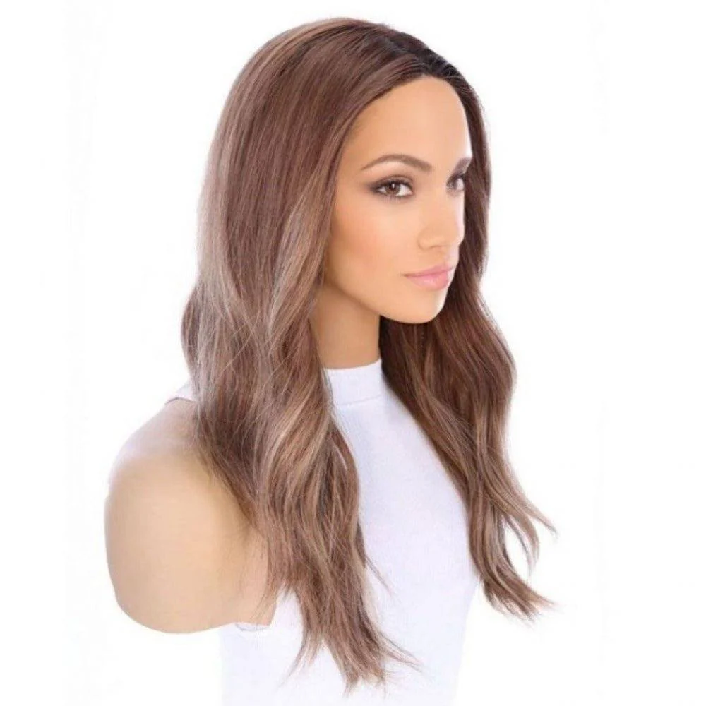 22" Ponytail Silk Part Wig Light Brown Babylight w/ Partial Rooting - Image 3