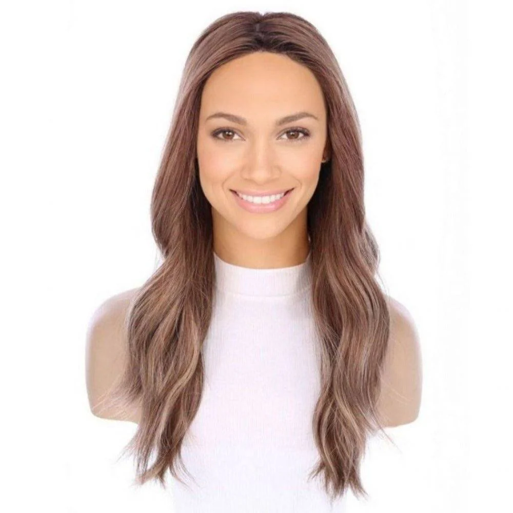 22" Ponytail Silk Part Wig Light Brown Babylight w/ Partial Rooting - Image 4