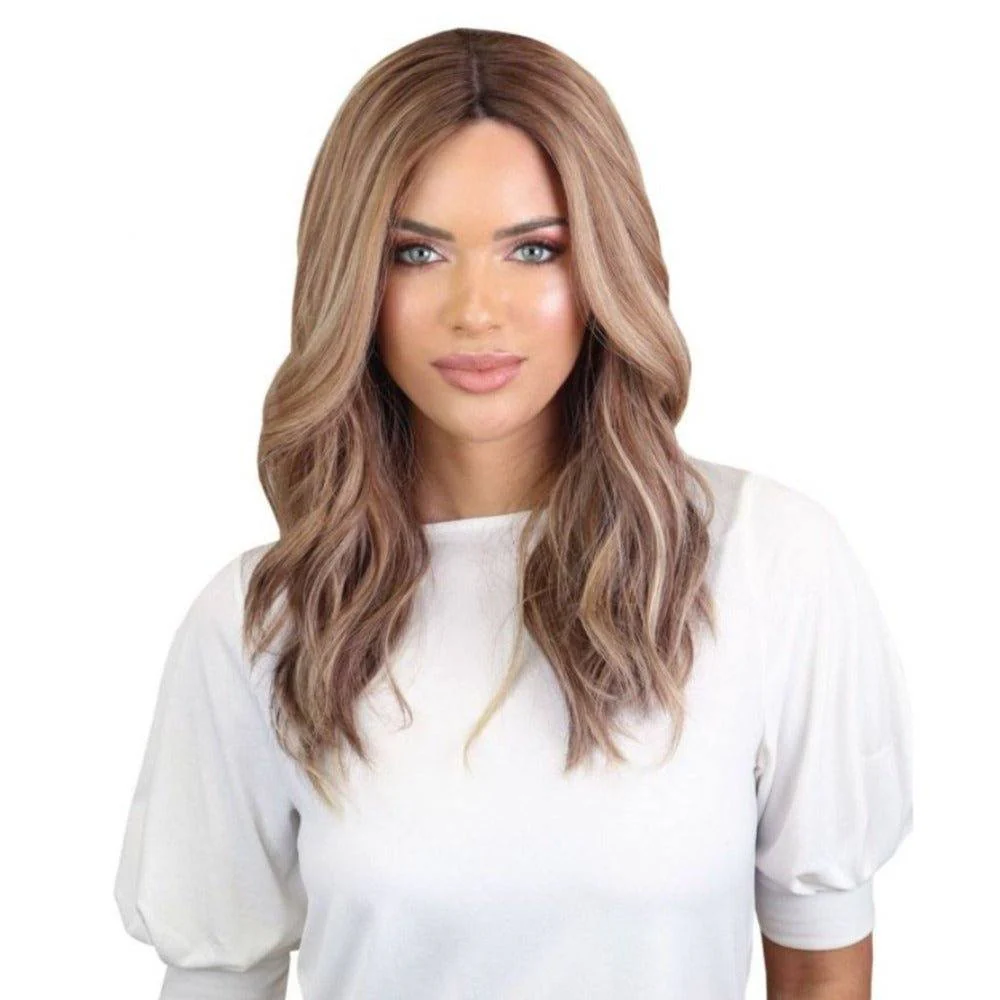 22" Ponytail Silk Part Wig Medium Blonde w/ Partial Rooting - Image 2