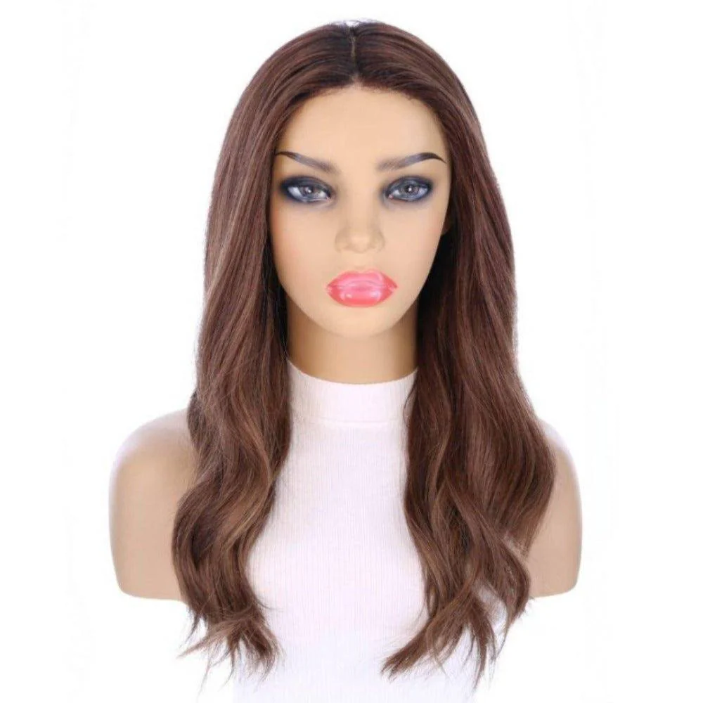 22" Ponytail Silk Part Wig Medium Brown Babylight w/ Partial Rooting - Image 3
