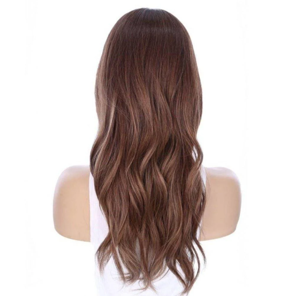 22" Ponytail Silk Part Wig Medium Brown Babylight w/ Partial Rooting - Image 4