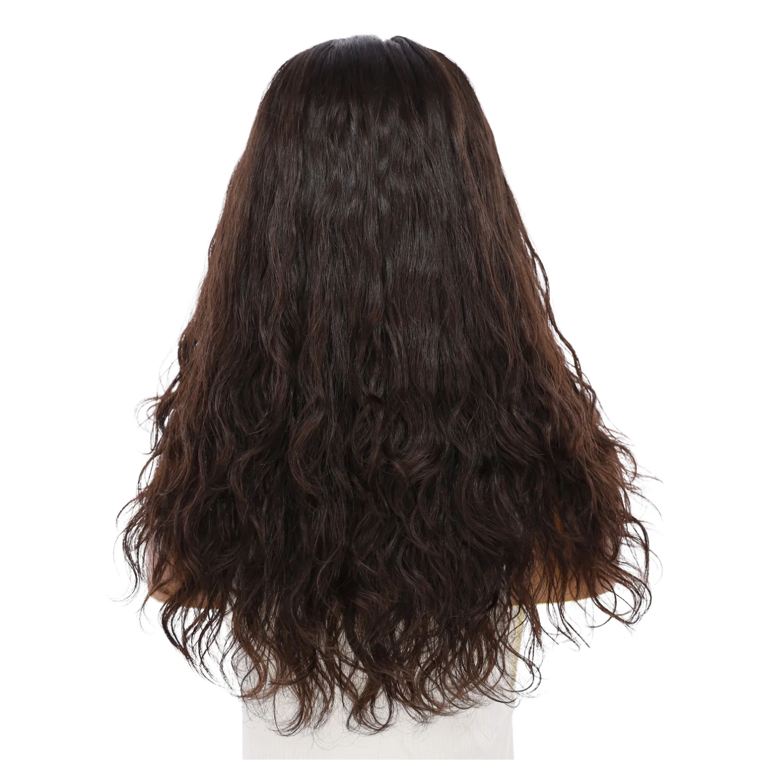 22" Ponytail Silk Part Wig Soft Black Wavy - Image 3