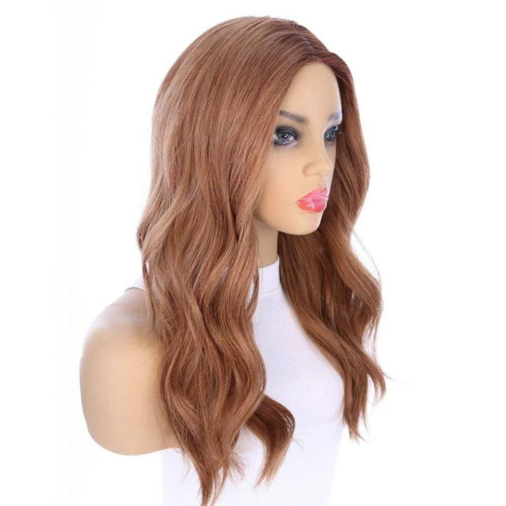 22" Ponytail Silk Part Wig Strawberry Blonde w/ Partial Rooting - Image 3
