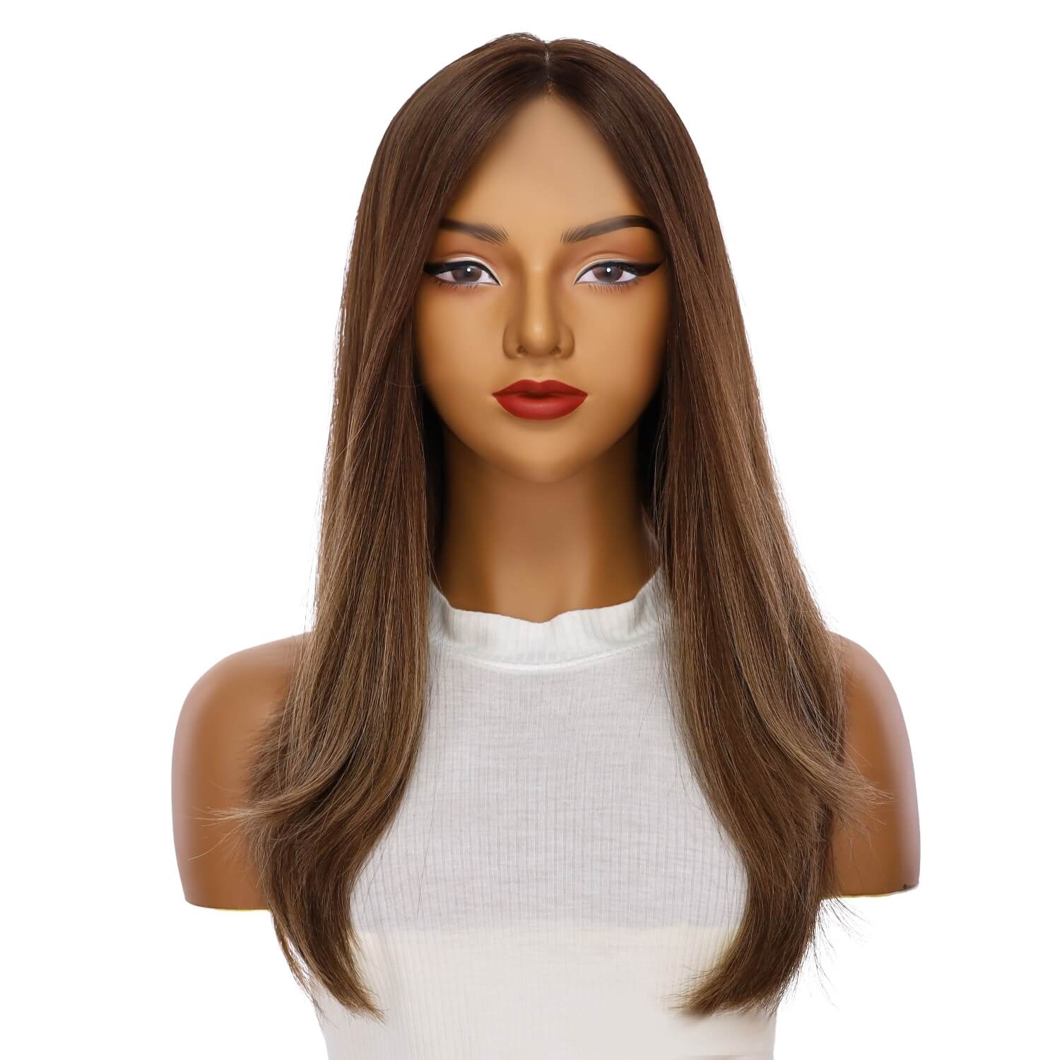 22" Reese Silk Top Wig Medium Brown Balayage - Image 2