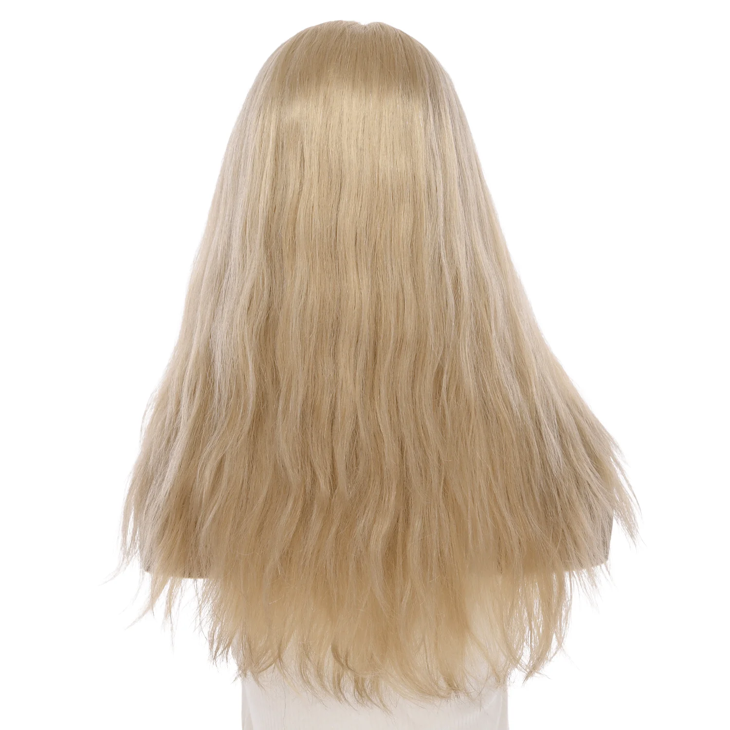 22" Ponytail Silk Part Wig Beige Blonde w/ No Rooting Wavy - Image 2