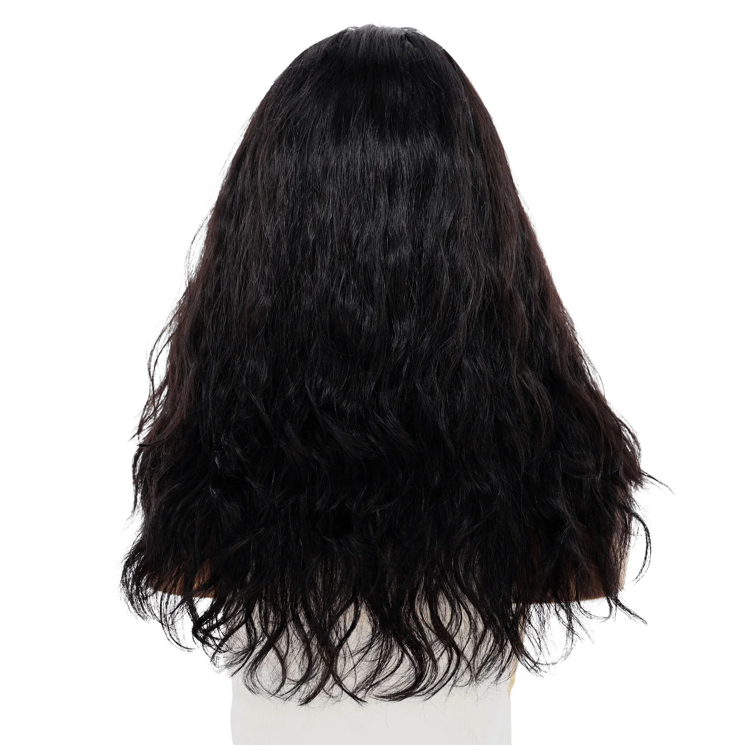 22" Ponytail Silk Part Wig Jet Black Wavy - Image 3
