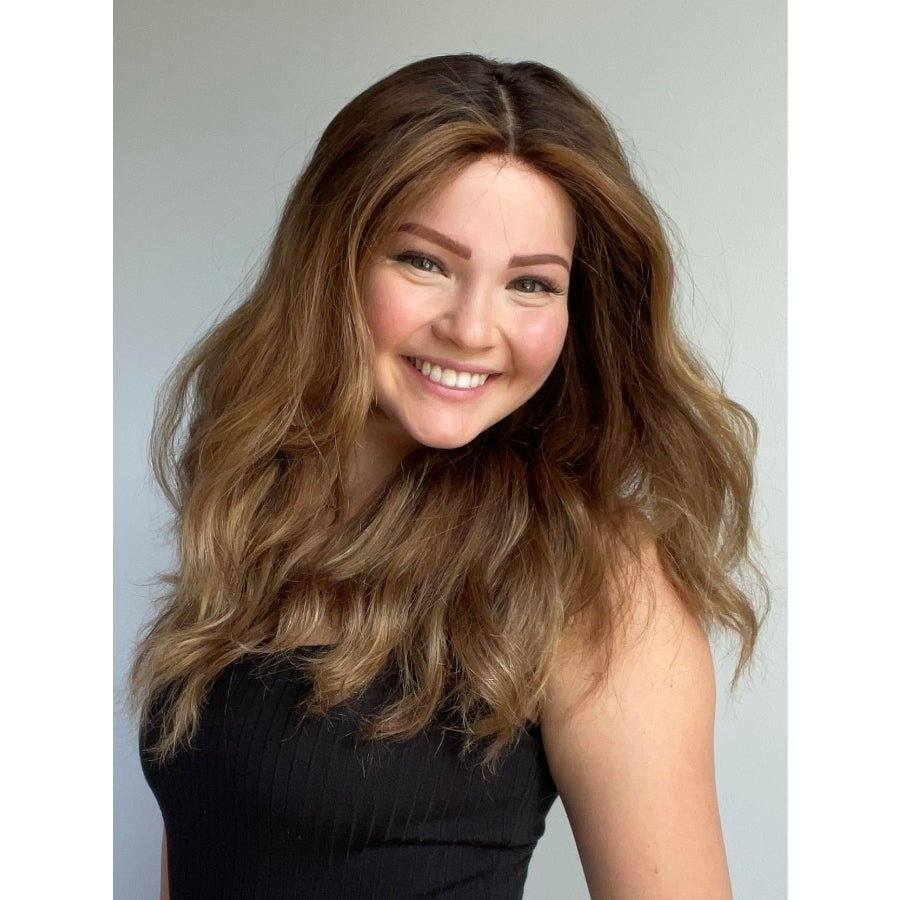 22" Ponytail Silk Part Wig Light Brown Babylight w/ Full Rooting - Image 2