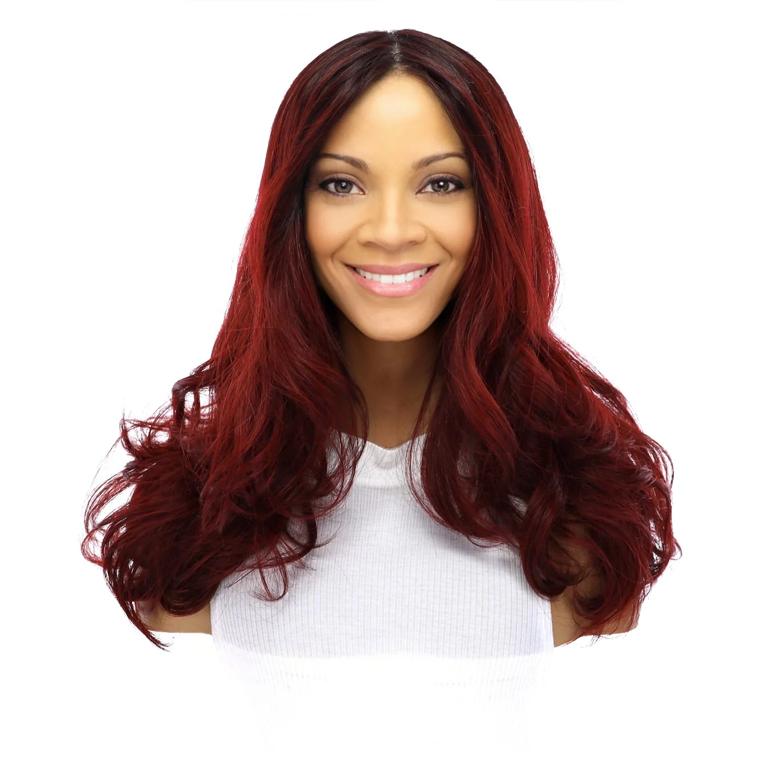 22" Ponytail Silk Part Wig Merlot Red - Image 2