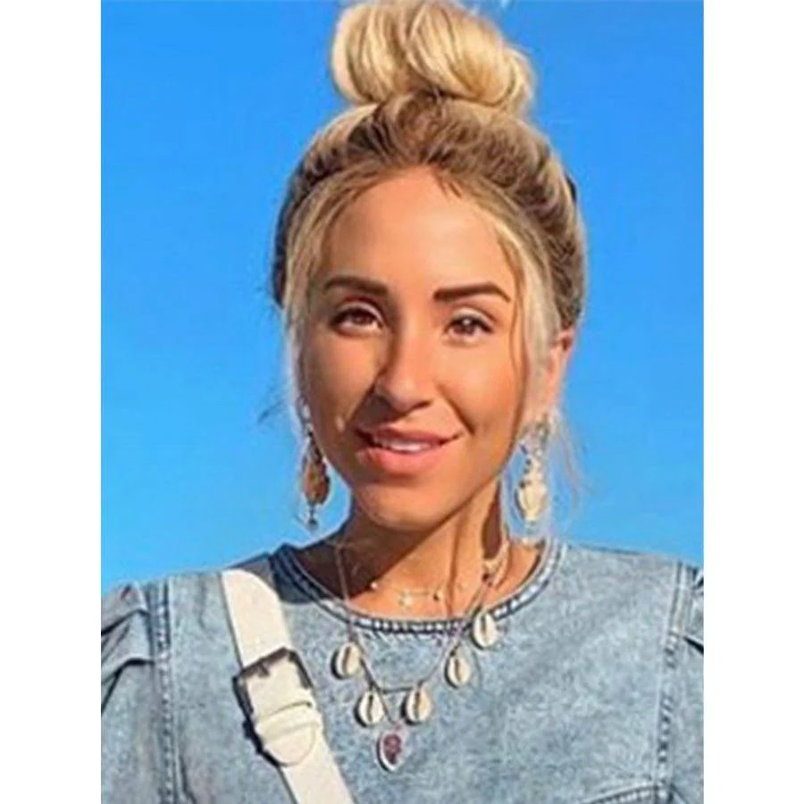 22" Ponytail Silk Part Wig Platinum Blonde w/ Full Rooting - Image 2