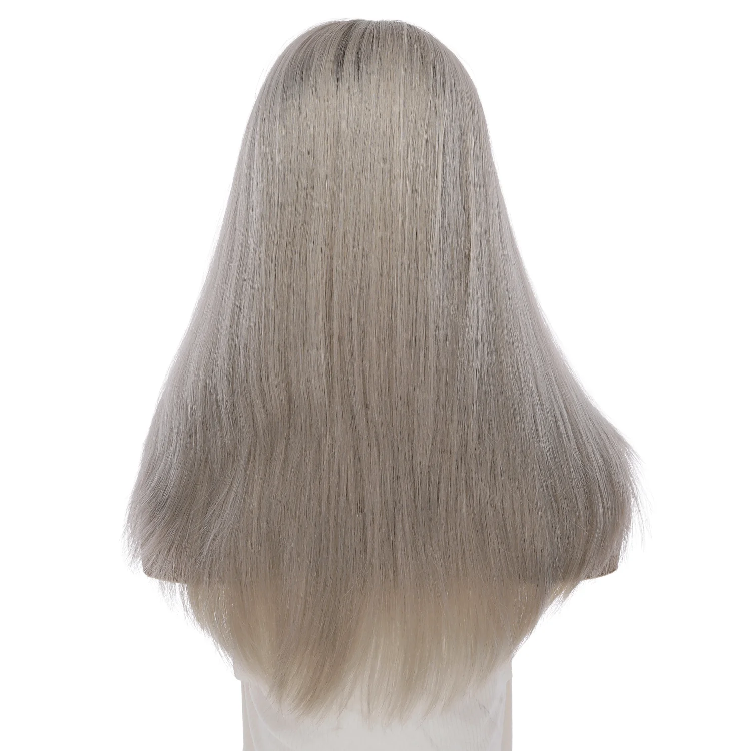 22" Ponytail Silk Part Wig Silver Smoke - Image 3