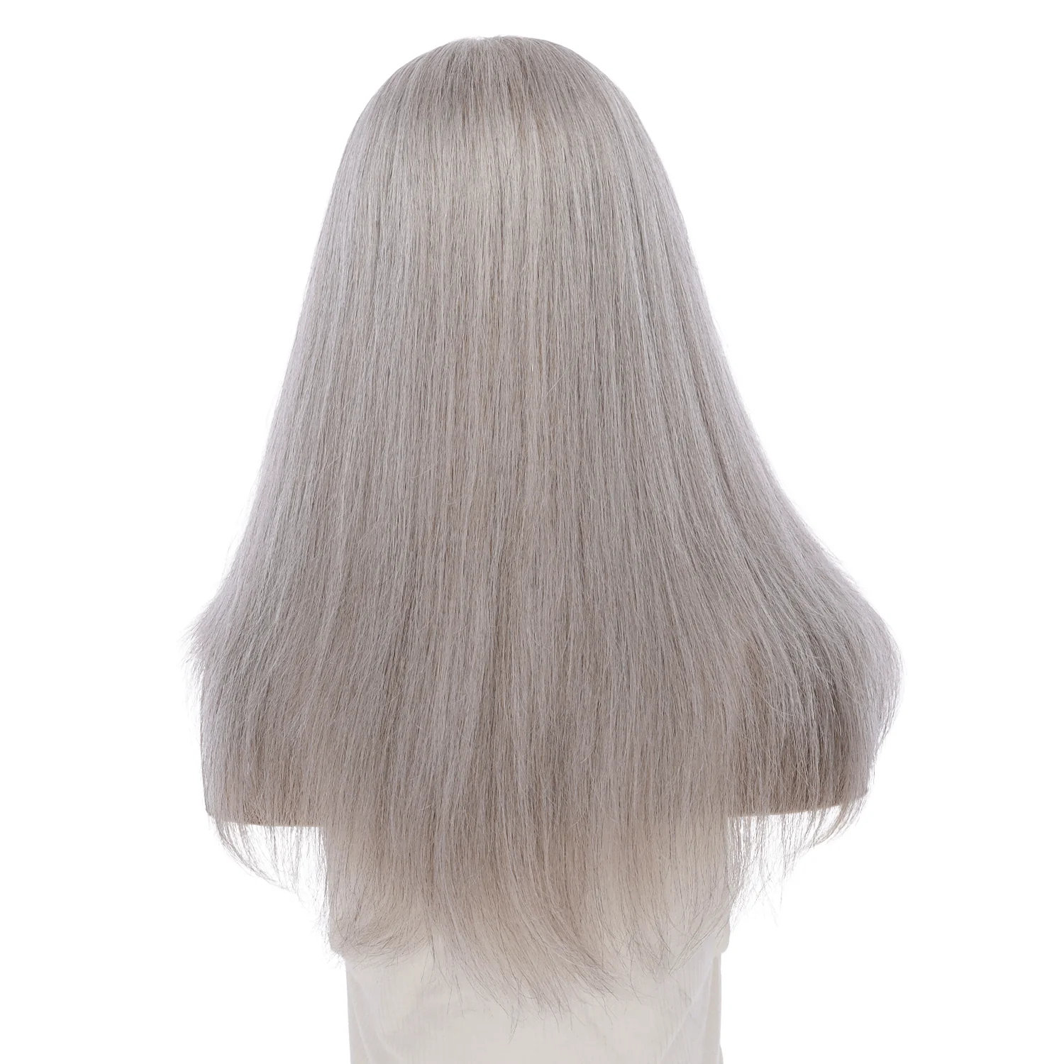 22" Ponytail Silk Part Wig Snow Grey - Image 3