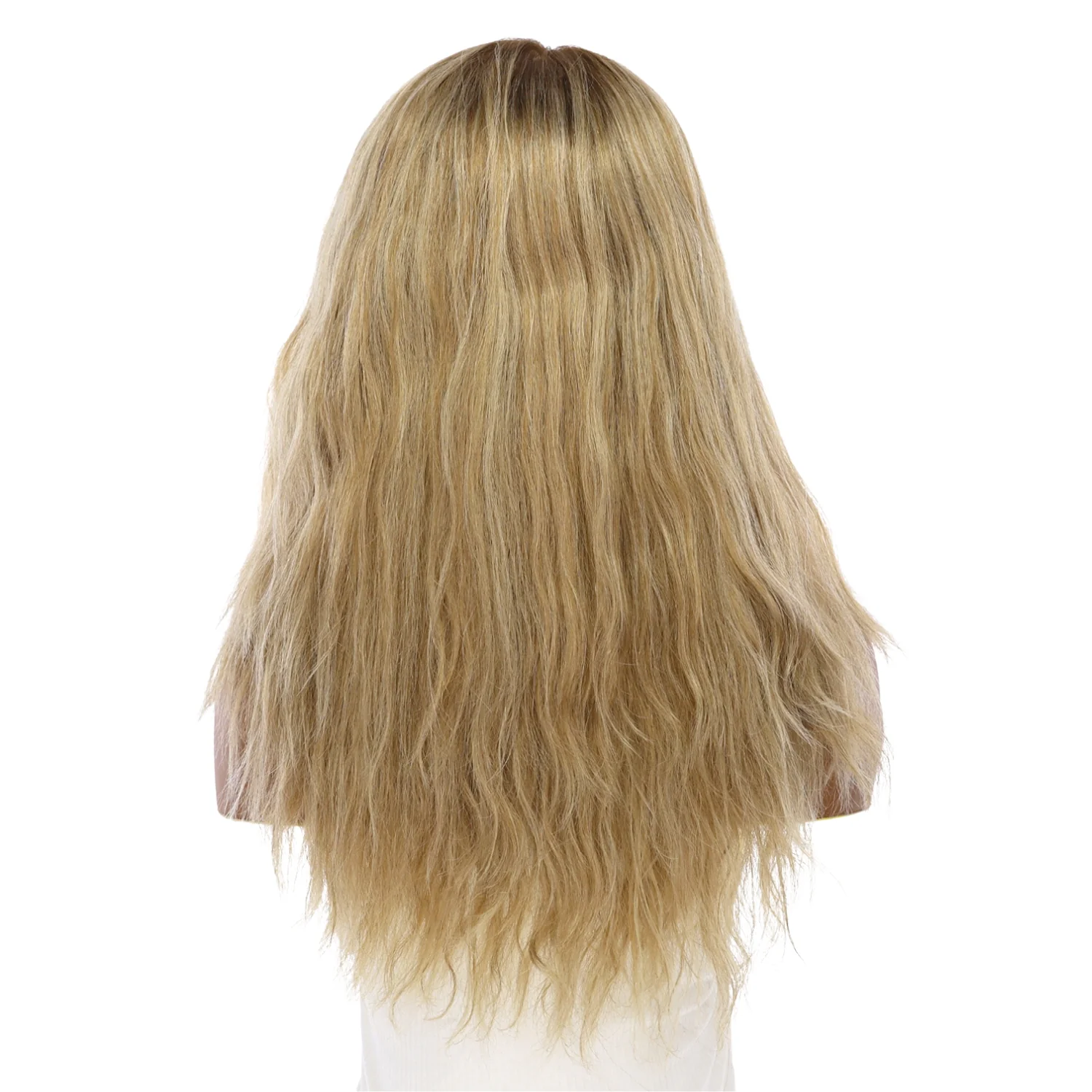 22" Ponytail Silk Top Wig Ash Blonde Wavy - Image 3