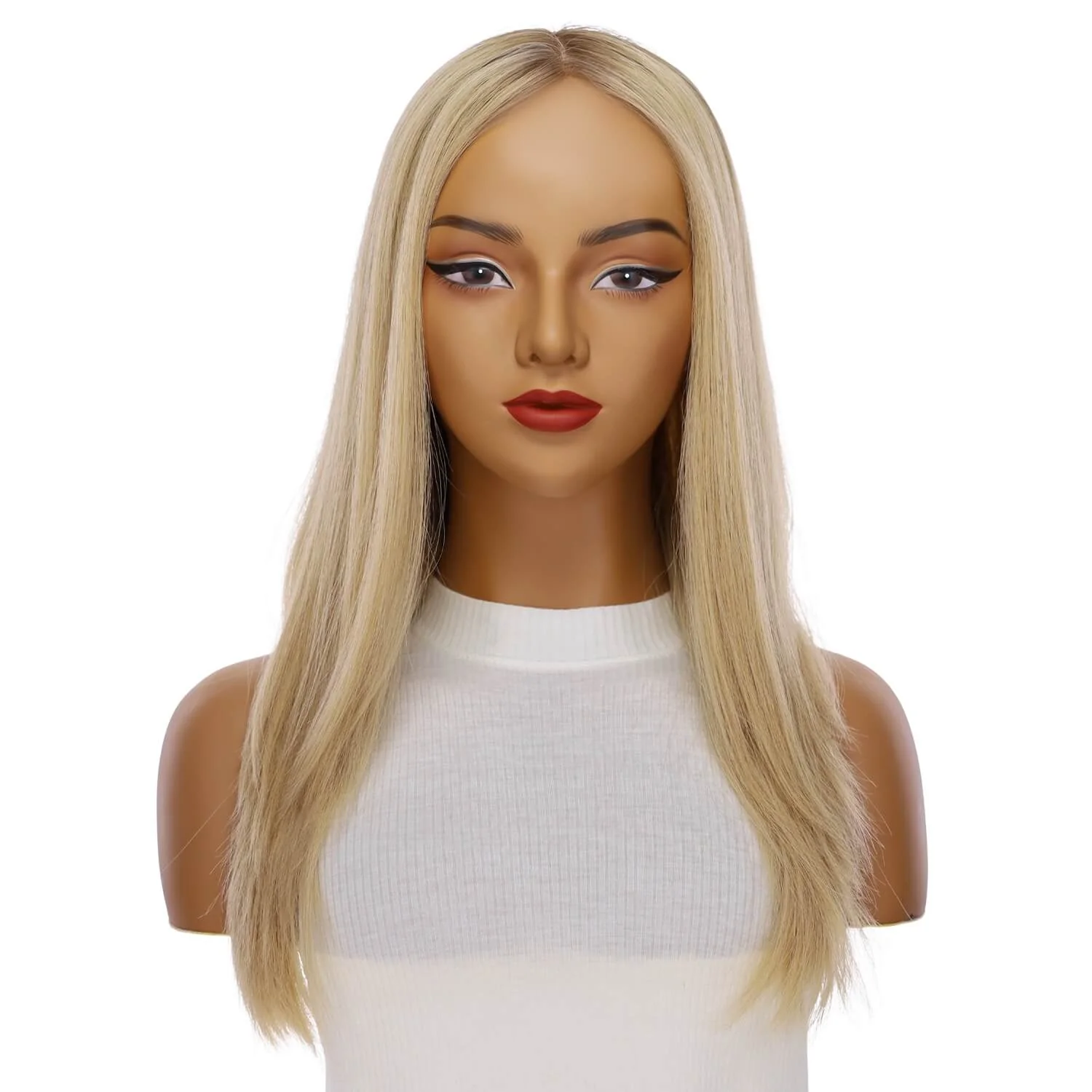22" Ponytail Silk Part Wig Golden Blonde - Image 2