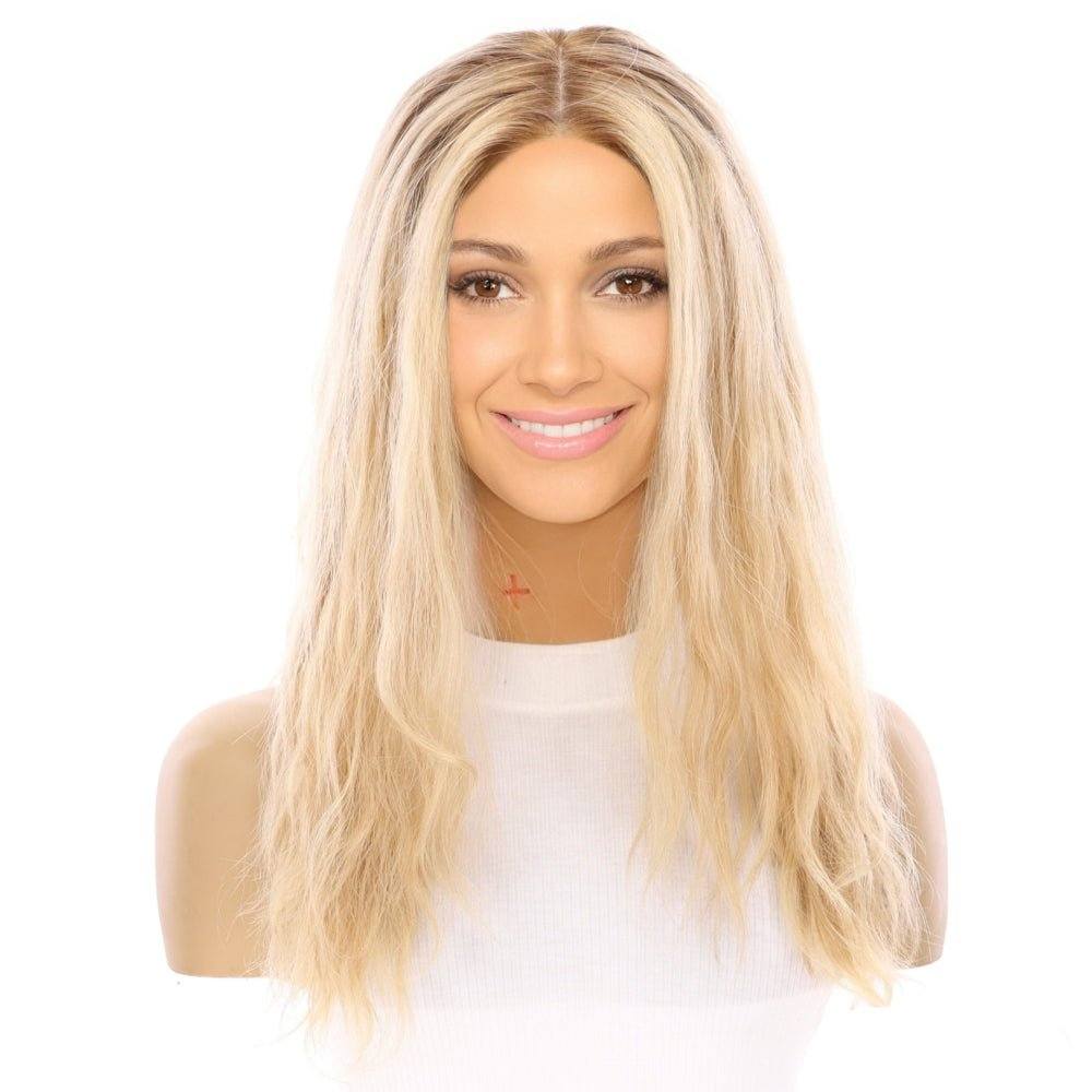 22" Ponytail Silk Part Wig Golden Blonde Wavy - Image 2