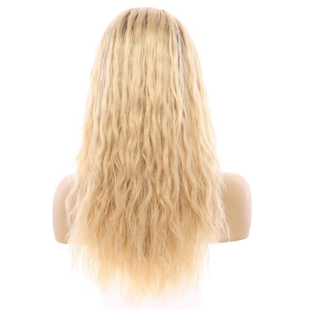 22" Ponytail Silk Part Wig Golden Blonde Wavy - Image 3