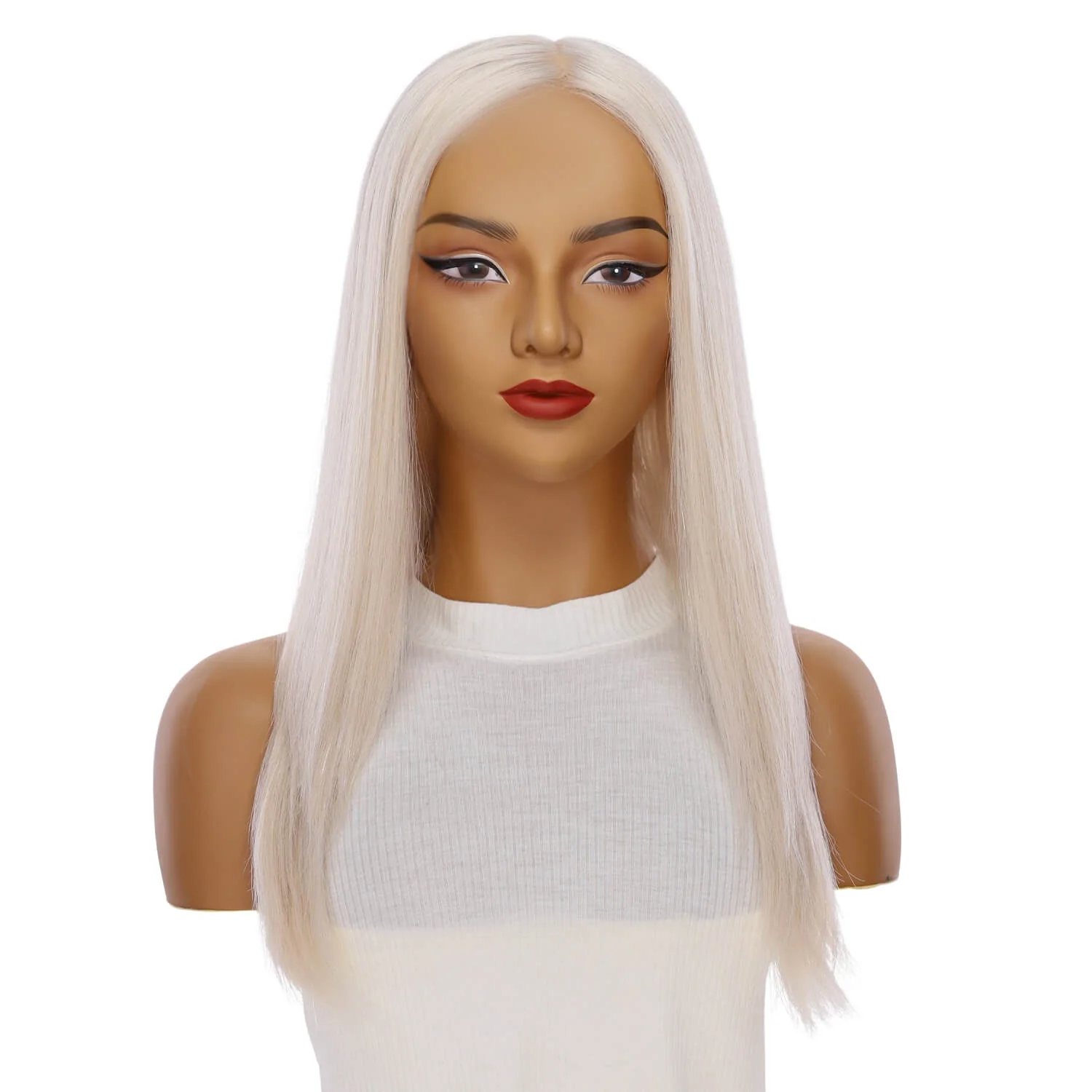 22" Ponytail Silk Part Wig Ice Blonde - Image 2