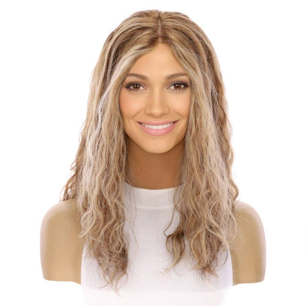22" Ponytail Silk Part Wig Medium Blonde Wavy - Image 2