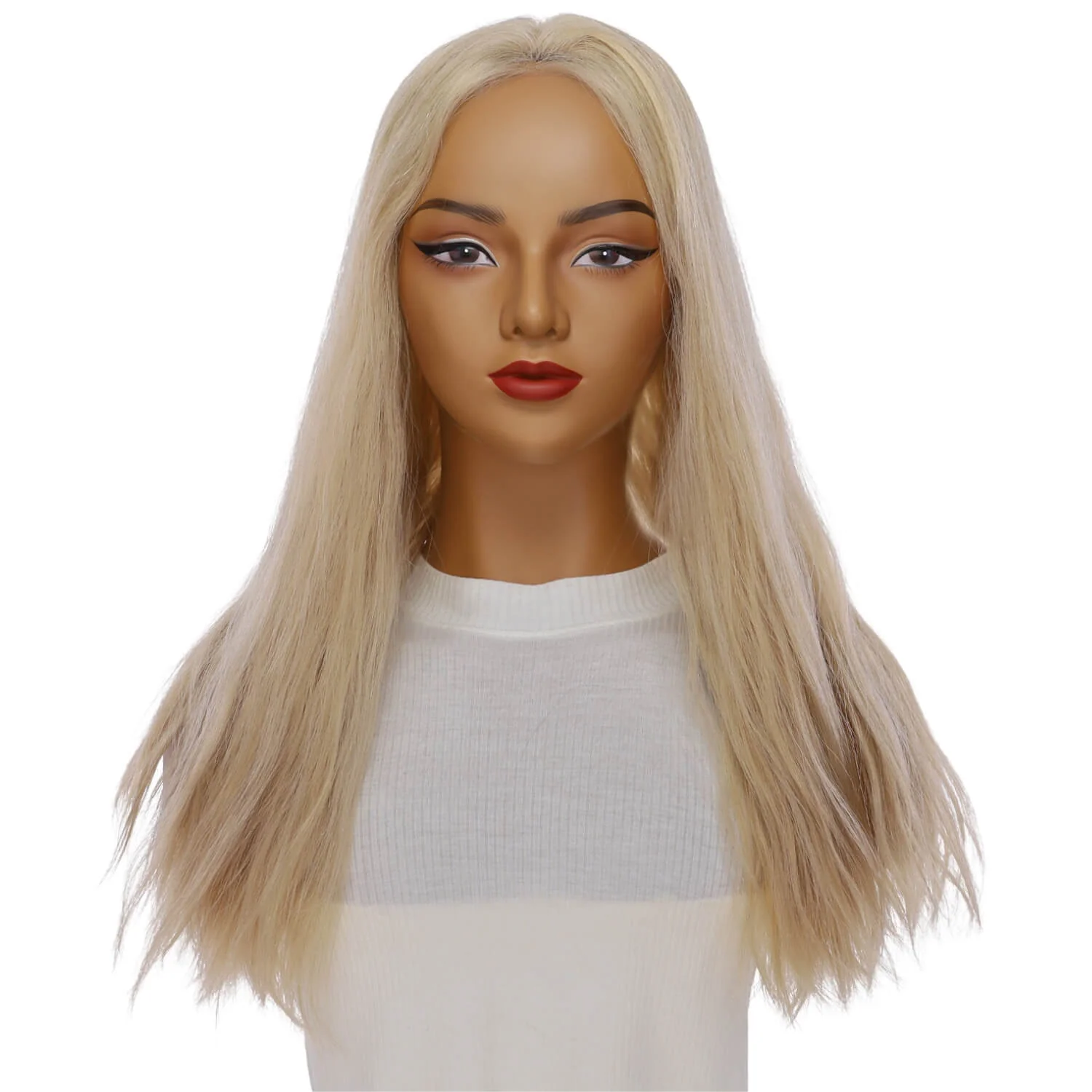 22" Princess Silk Top Wig Beige Blonde w/ No Rooting Wavy - Image 2