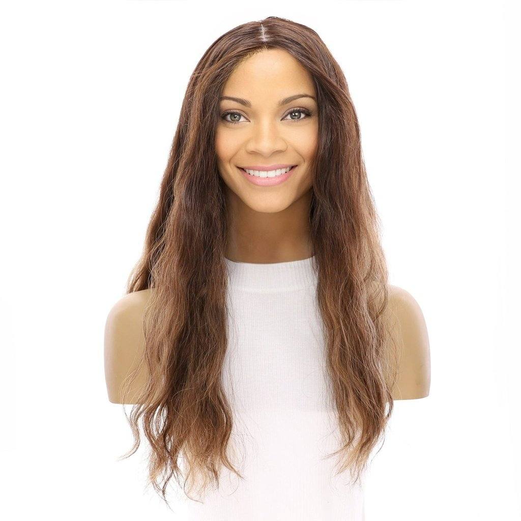22" Princess Silk Top Wig Medium Brown Balayage Wavy - Image 2