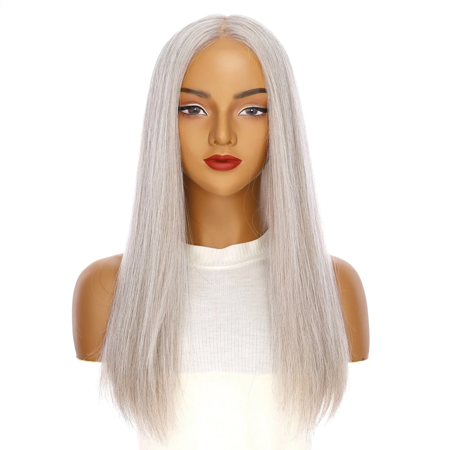 22" Princess Silk Top Wig Snow Grey - Image 2