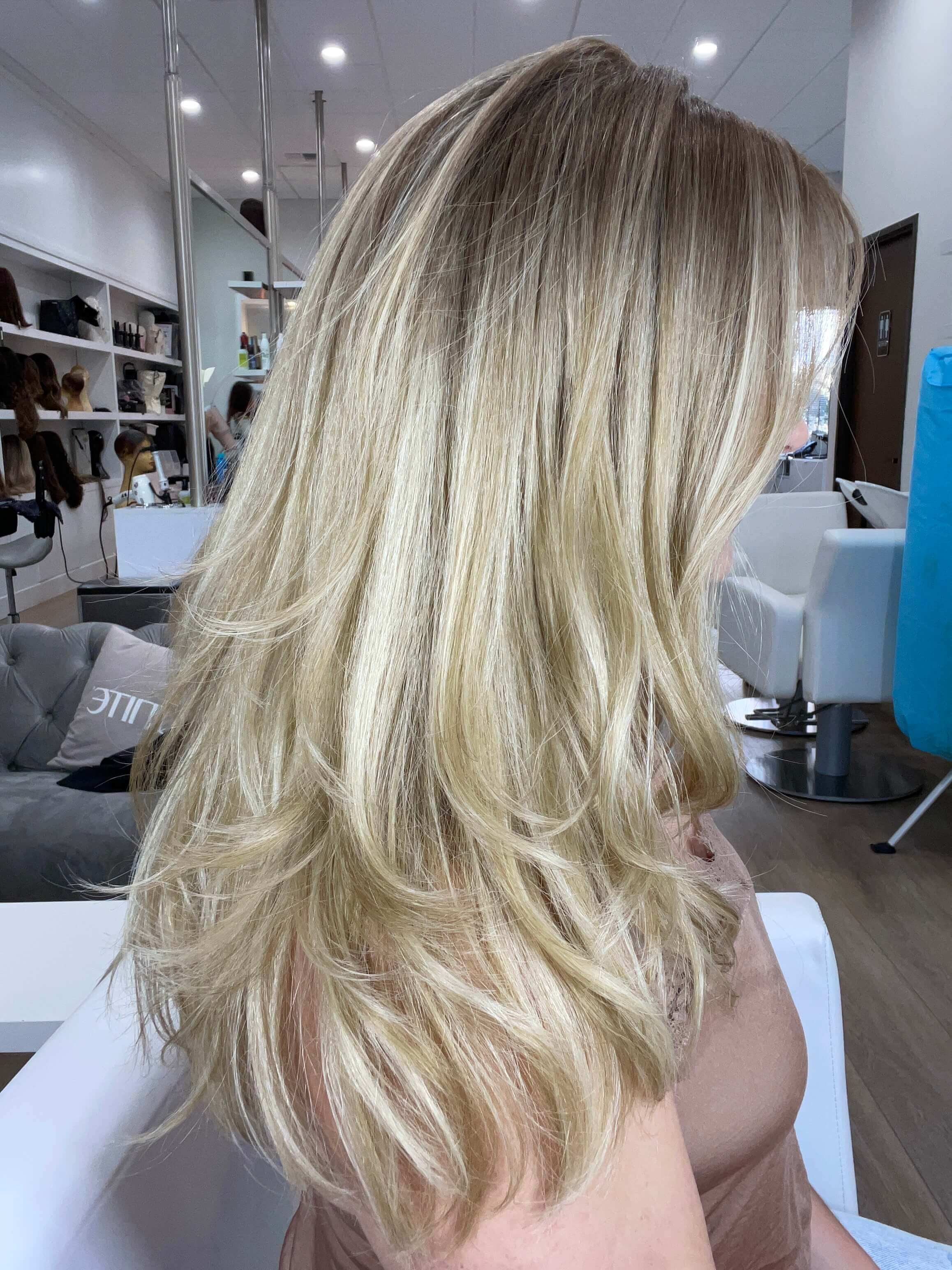 22" Reese Silk Top Wig Ash Blonde Wavy w/ Rooting Color Service - Image 3