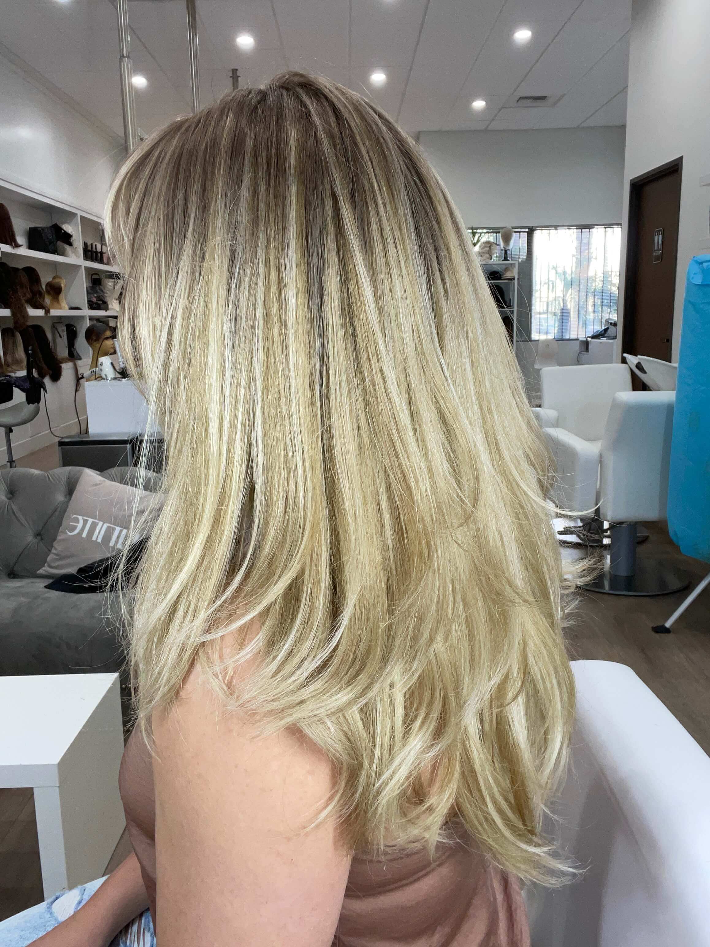 22" Reese Silk Top Wig Ash Blonde Wavy w/ Rooting Color Service - Image 4