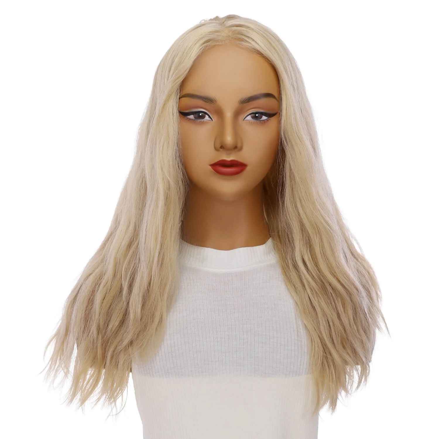 22" Reese Silk Top Wig Beige Blonde w/ No Rooting Wavy - Image 2