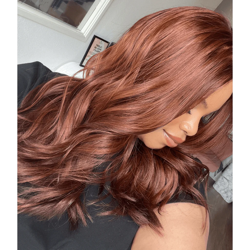 22" Reese Silk Top Wig Chili Red w/ Partial Rooting - Image 2