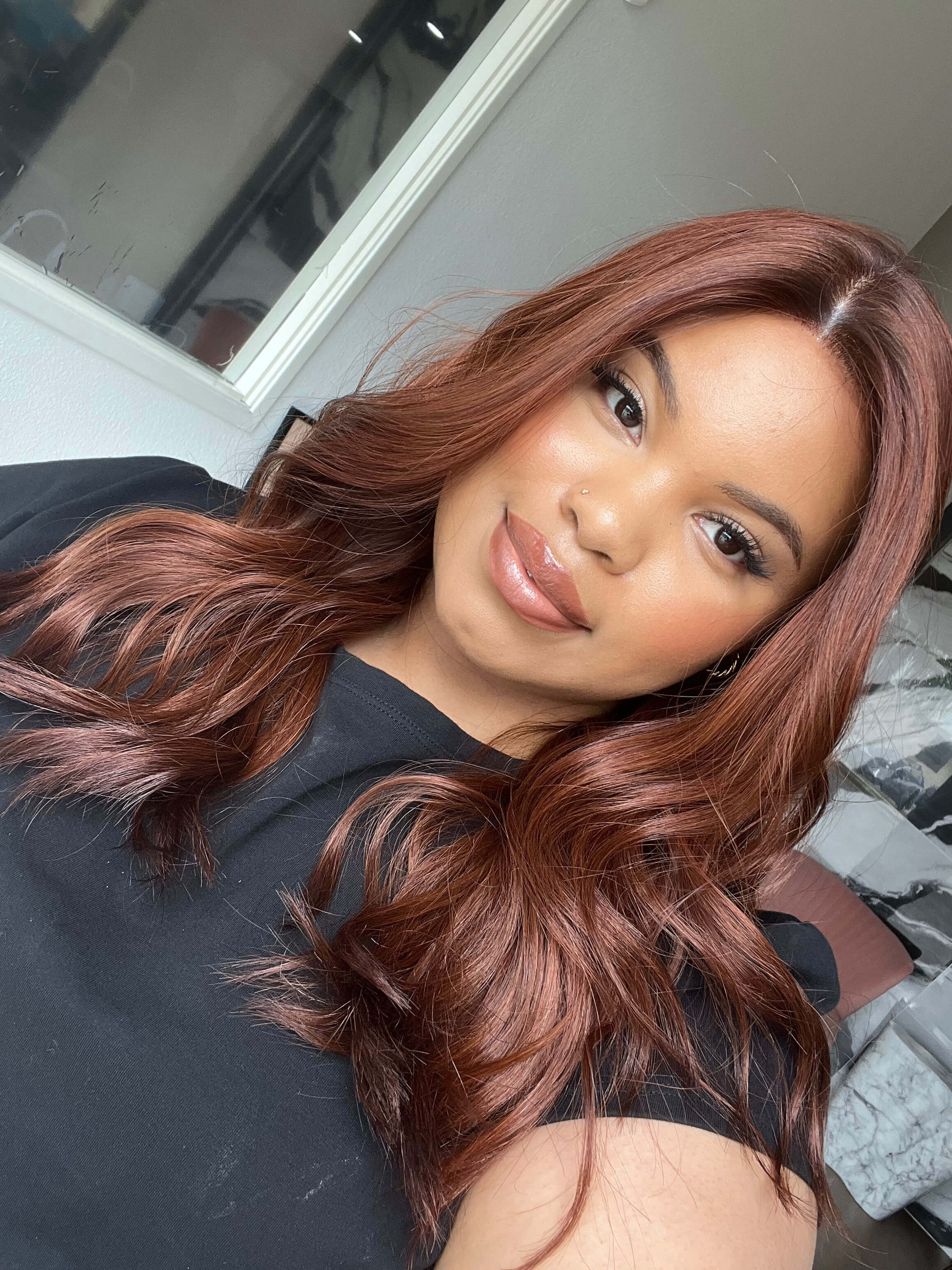 22" Reese Silk Top Wig Chili Red w/ Partial Rooting - Image 4