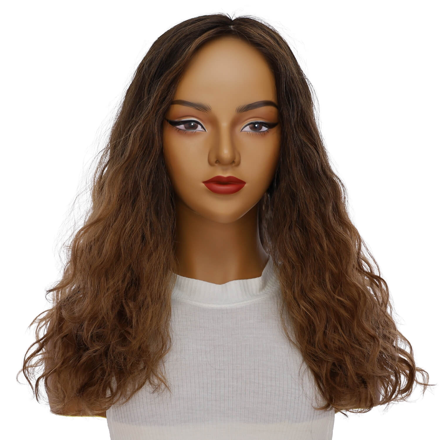 22" Reese Silk Top Wig Dark Brown Ombre Wavy - Image 2
