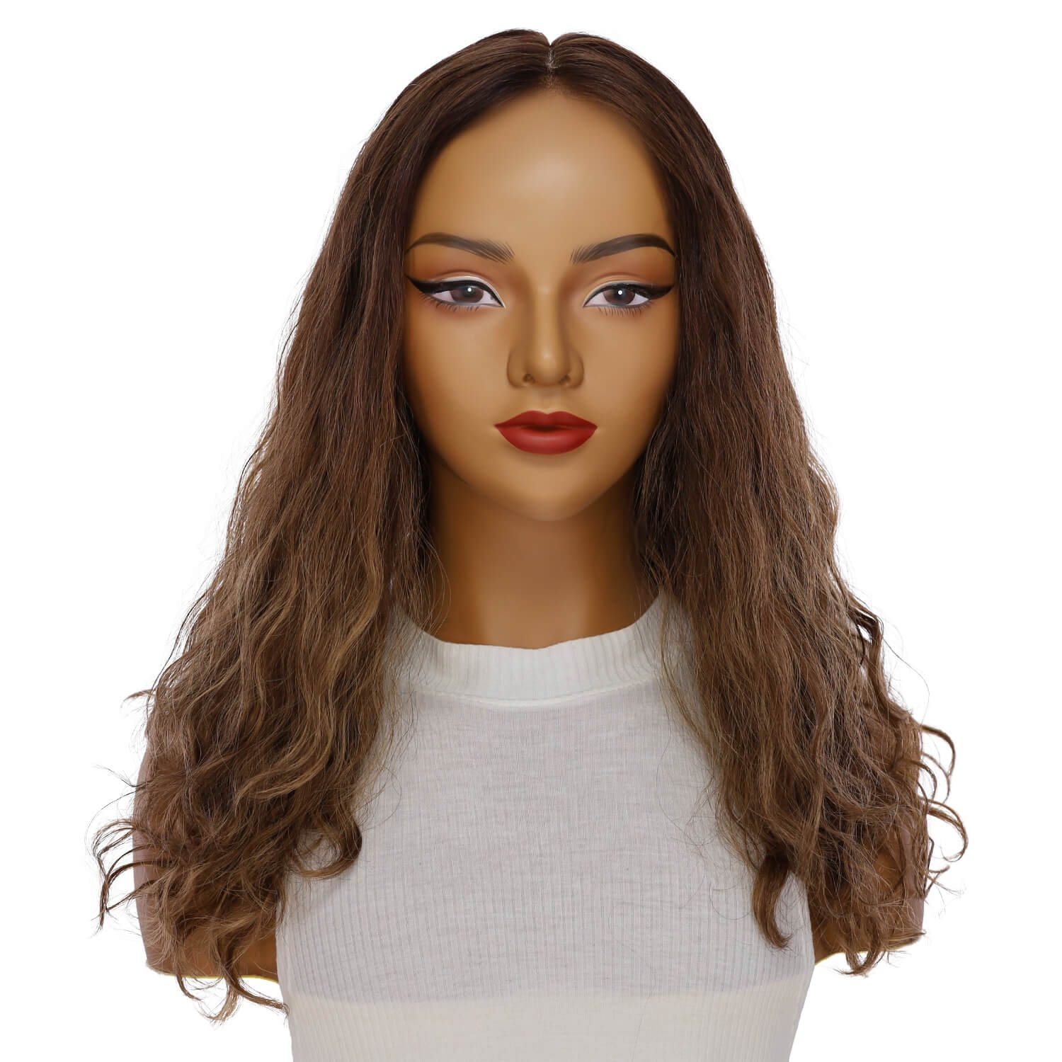 22" Reese Silk Top Wig Medium Brown Balayage Wavy - Image 2