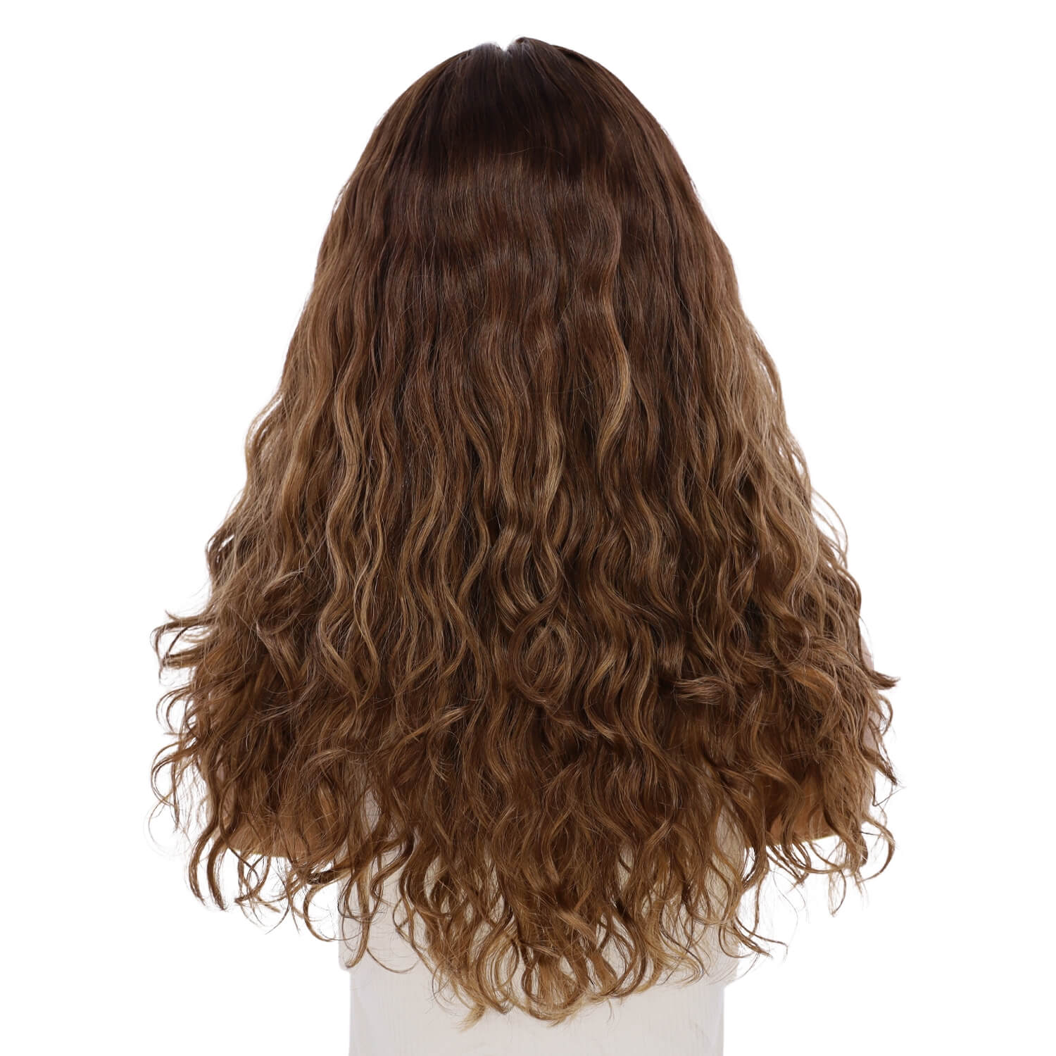 22" Reese Silk Top Wig Medium Brown Balayage Wavy - Image 3