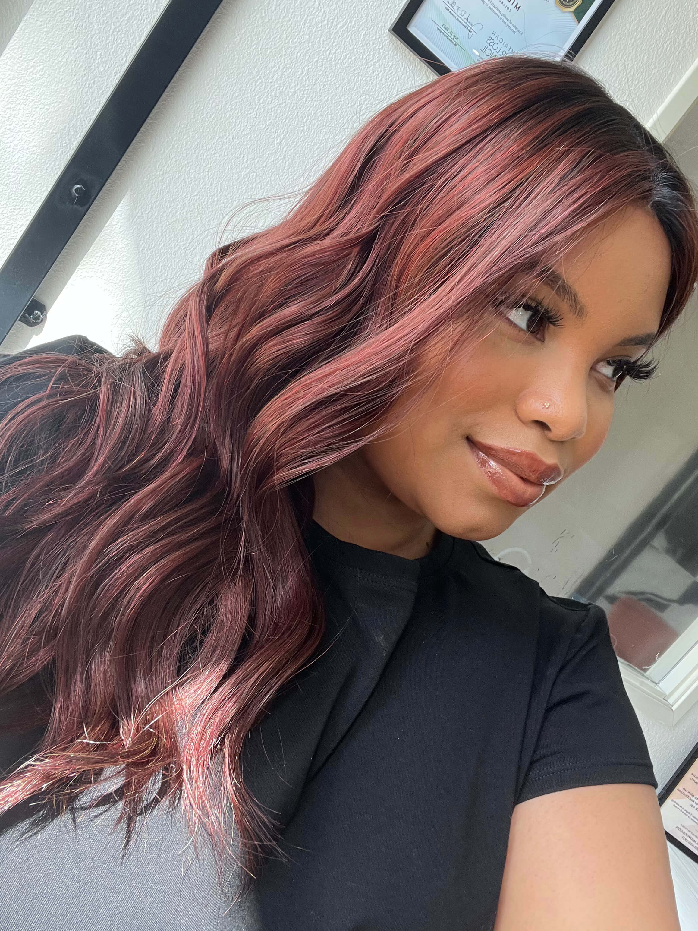 22" Reese Silk Top Wig Merlot Red w/ Full Rooting - Image 10