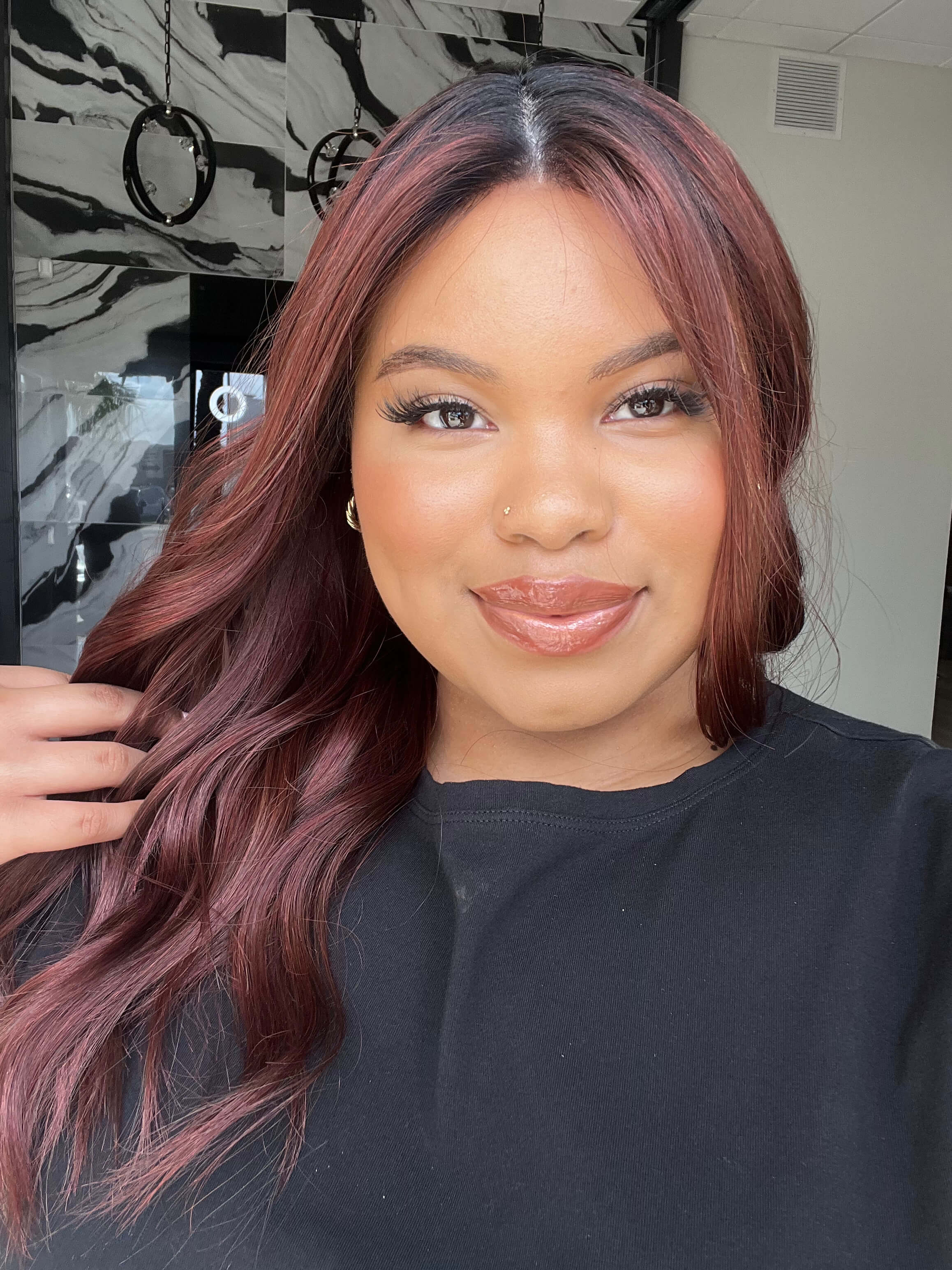 22" Reese Silk Top Wig Merlot Red w/ Full Rooting - Image 2